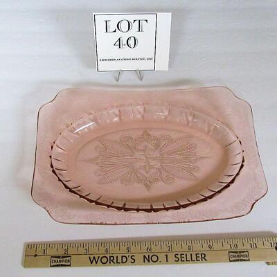 Pink Depression Glass, Adam Platter, 11 1/2"