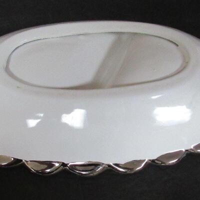 Pretty China Oval Divided Serving Bowl