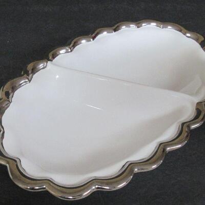 Pretty China Oval Divided Serving Bowl