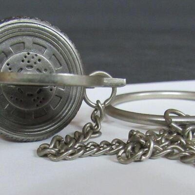 Older Harley Davidson Bottle Stopper On Chain, Pewter