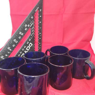 Blue Glass Coffee Cups Set Of 6