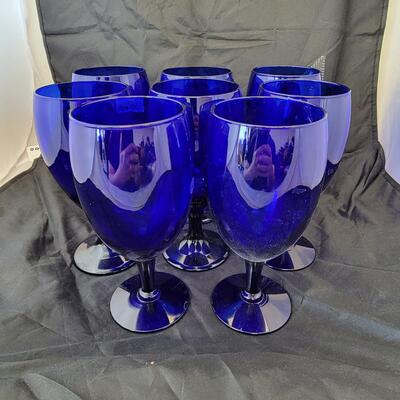 Blue Glass Set of 8 Glasses