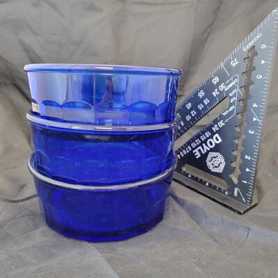 Blue Glass Set of 3 Bowls