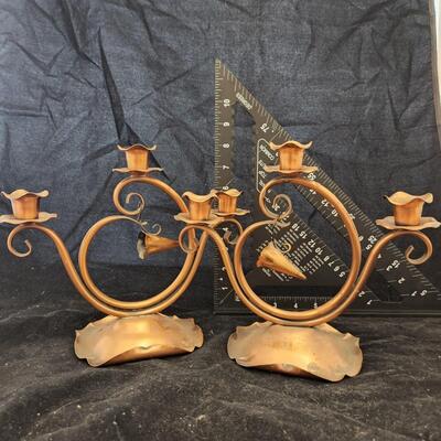 Gregorian copper candle holders
