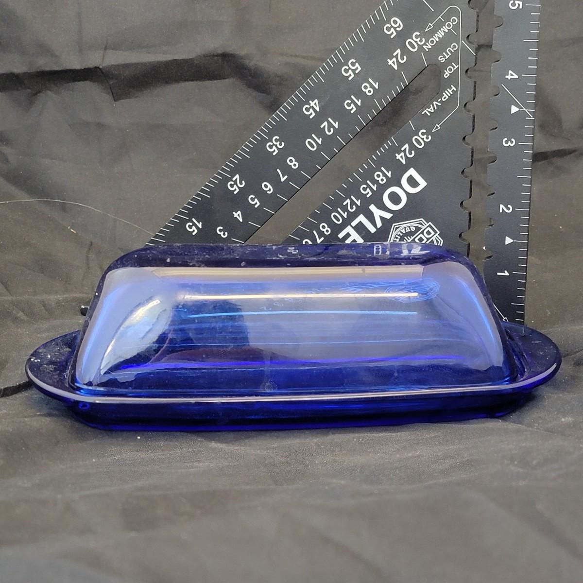 Blue Glass Butter Dish