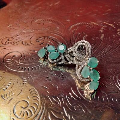 Emerald and White Sapphire earrings