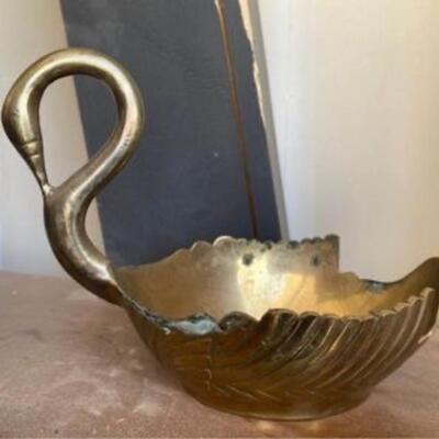 Vintage brass swan