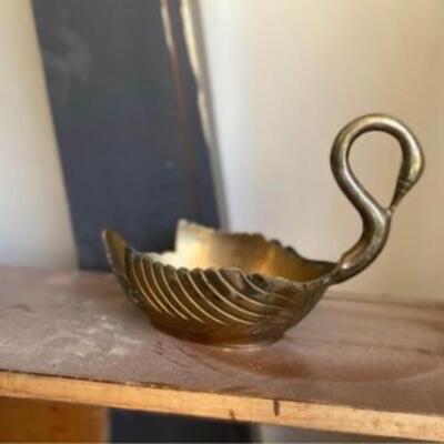 Vintage brass swan