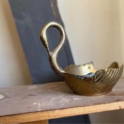 Vintage brass swan