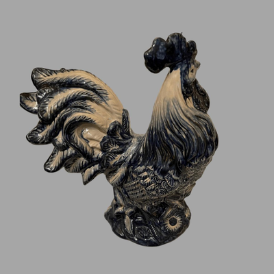 Blue and White Ceramic Rooster