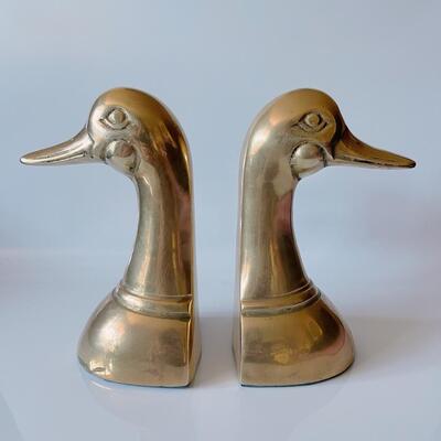 Brass Duck Book Ends