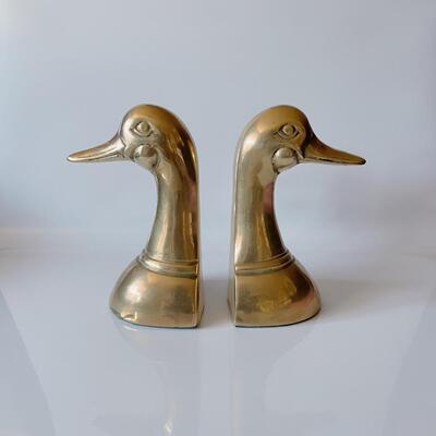 Brass Duck Book Ends