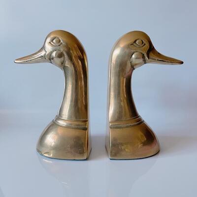 Brass Duck Book Ends