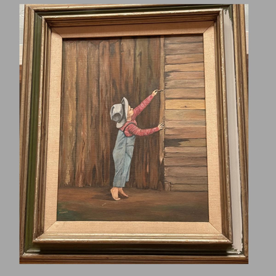 Original Art of Boy Painting a Fence by Vicknair