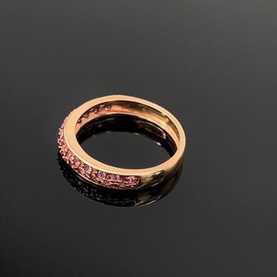 14K Rose Gold ~ Pink Tourmaline Stones ~ Size 7 Ring