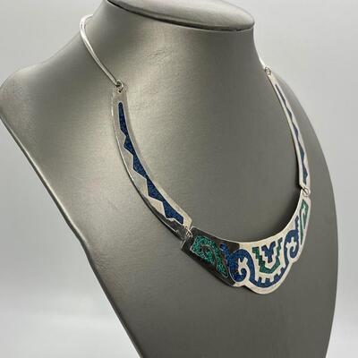 LOT 23: Alpaca Mexico Silver with Inlaid Turquoise 17