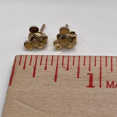 3 pair 14k yellow gold Mickey Mouse pierced earrings TW 5.3 g