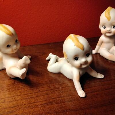 Three adorable Vintage Porcelain Rare Kewpie Dolls! A.A. Importing Co. Piano Babies circa 1960