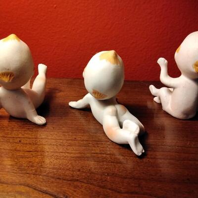 Three adorable Vintage Porcelain Rare Kewpie Dolls! A.A. Importing Co. Piano Babies circa 1960