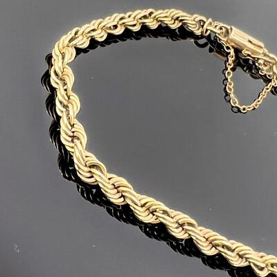 14K YG ~ 7” Rope Chain Bracelet