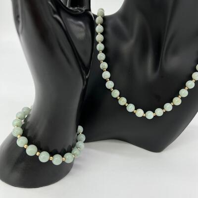 14K YG ~ Jade ~ 25” Necklace & 7” Bracelet