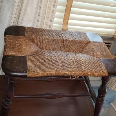 Antique bench with woven Rush seat