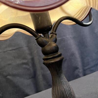 Quoizel Antique Reproduction Table Lamp Bronze w/Glass Shade