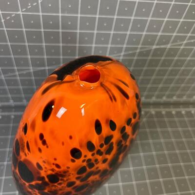 Hand Blown Glass Vase Orange/Brown