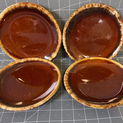 Hull Oven Proof Mirror Brown Salad Plates