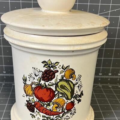 White with garden Veggie Canisters 