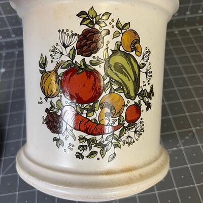 White with garden Veggie Canisters 