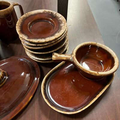 Mixed Large Lot of Hull Ovenware Mirrored Brown 