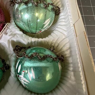 Box of Antique Christmas Ornaments 