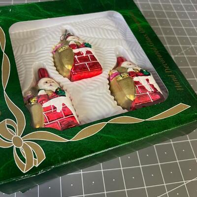 2 Boxes of Vintage Santa Claus Glass Ornaments   