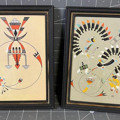 Native American Sand Art Prints (2) 