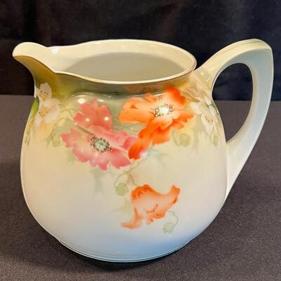 R S Prussia Ball Jug, with Orange and Pink Flowers