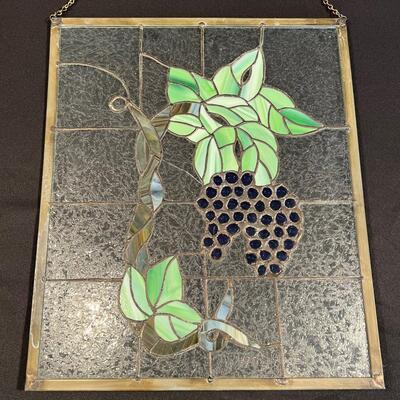 Leaded Glass Panel of Grapes