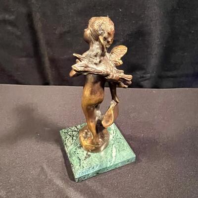 Bronze Fairy Statue, with Marble Base