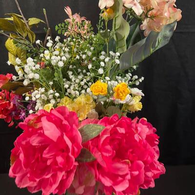 Faux Floral Arrangement w/ basket Vase