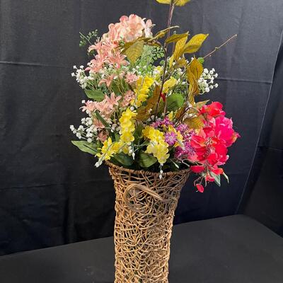 Faux Floral Arrangement w/ basket Vase