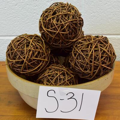 Crock Decor with Wicker Balls