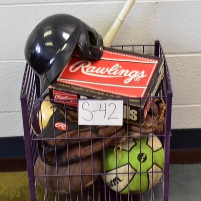 Rolling Wire Basket with Sports Items