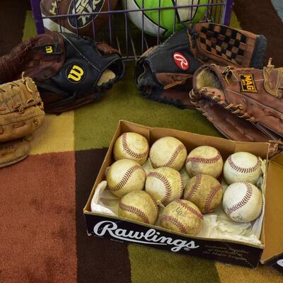 Rolling Wire Basket with Sports Items