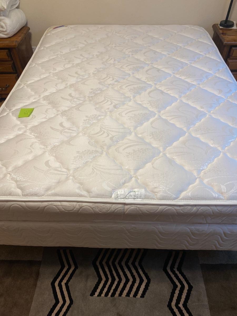 P3 Queen mattress, box spring, and frame