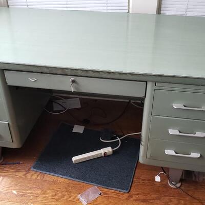 Seafoam green vintage metal desk Cole Steel