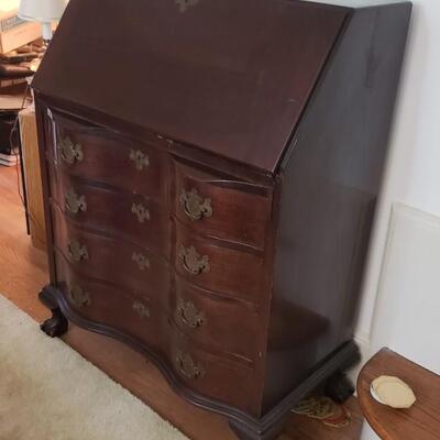 Ball and Claw Antique secretary, Serpentine front