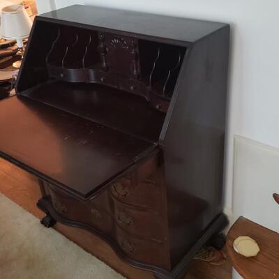 Ball and Claw Antique secretary, Serpentine front
