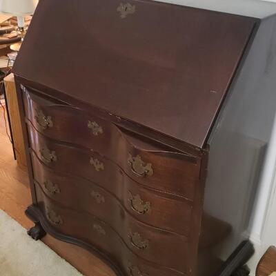 Ball and Claw Antique secretary, Serpentine front