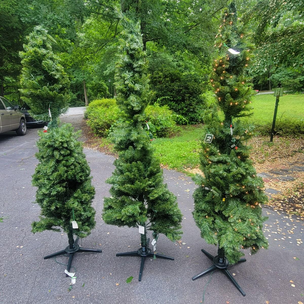 Three 7ft and Two 4ft Prelit Christmas Trees (GDW