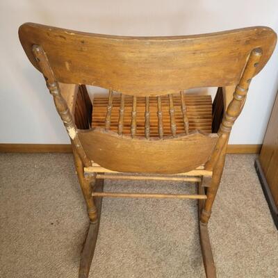 ANTIQUE ECLECTIC WOODEN ROCKING CHAIR